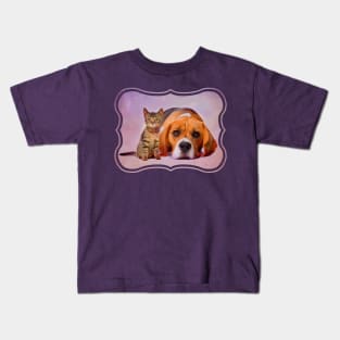 Beagle dog and kitten Kids T-Shirt